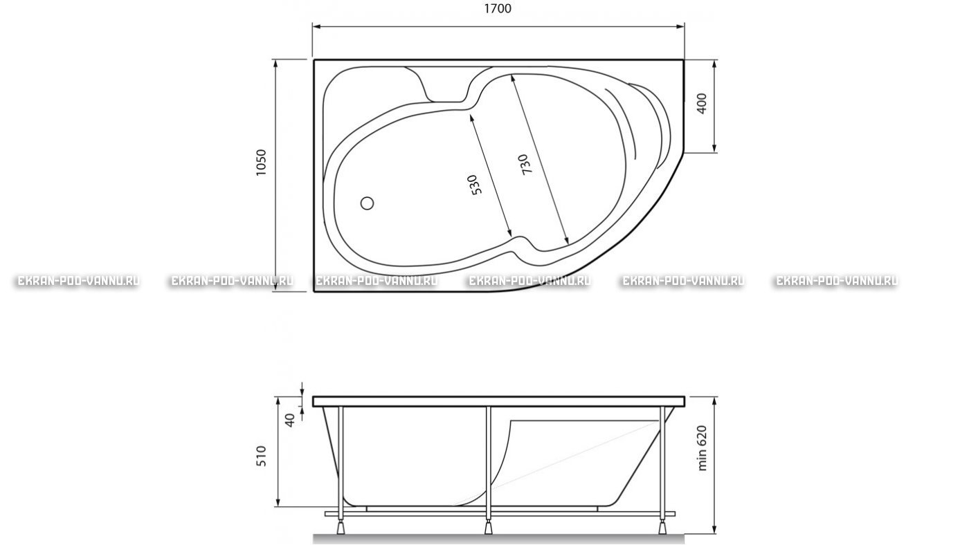 Акриловая ванна Relisan Sofi 170x105 – купить по цене 23480 руб. в интернет-магазине в городе Уфа картинка 13