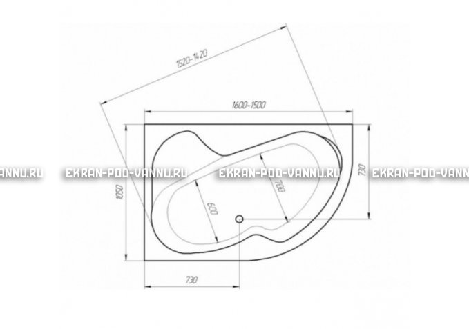 Акриловая ванна 1MarKa Aura 150x105 – купить по цене 16250 руб. в интернет-магазине в городе Уфа картинка 3