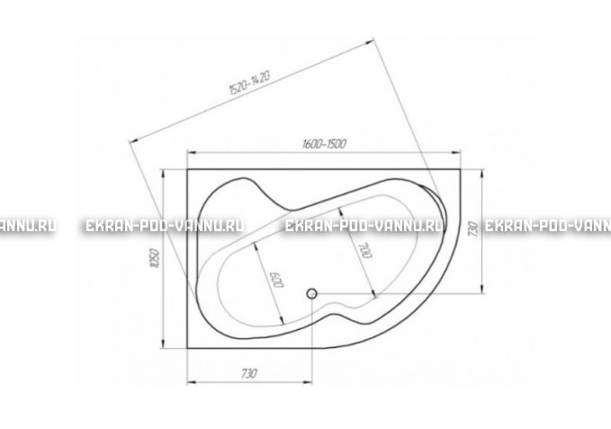 Акриловая ванна 1MarKa Imago 160x105 – купить по цене 16700 руб. в интернет-магазине в городе Уфа картинка 3
