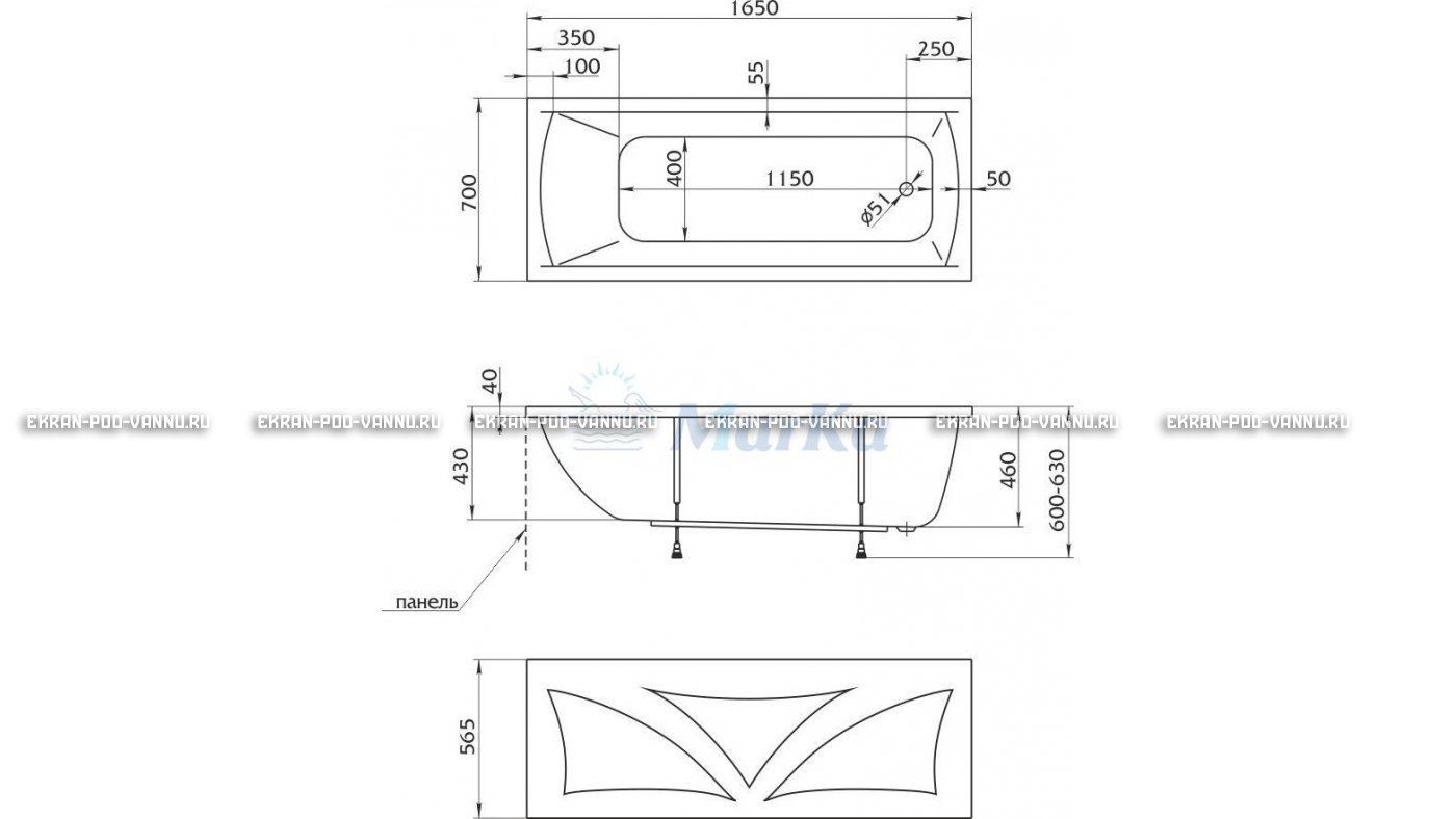 Акриловая ванна 1MarKa Modern 165x70 – купить по цене 9810 руб. в интернет-магазине в городе Уфа картинка 16