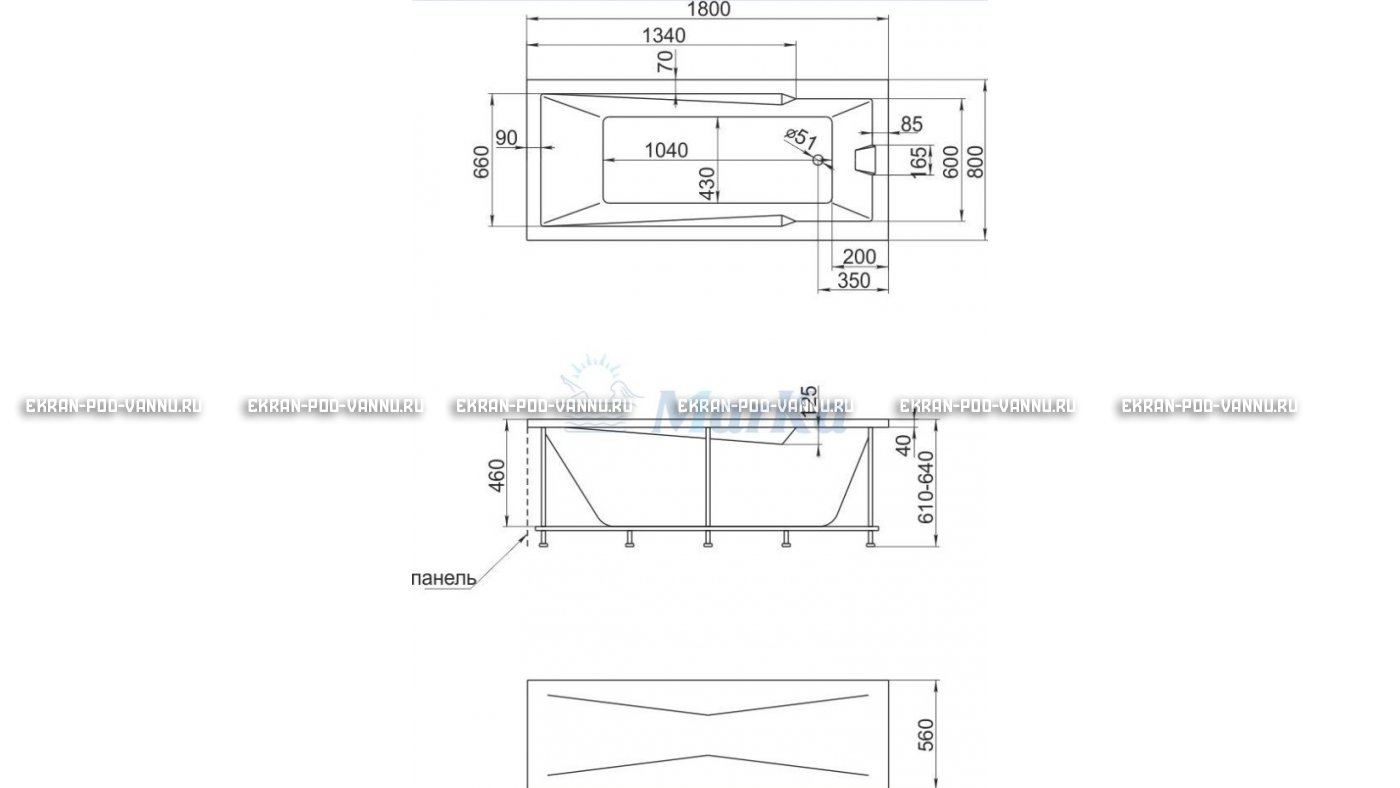 Акриловая ванна 1MarKa Raguza 180x80 – купить по цене 17854 руб. в интернет-магазине в городе Уфа картинка 13