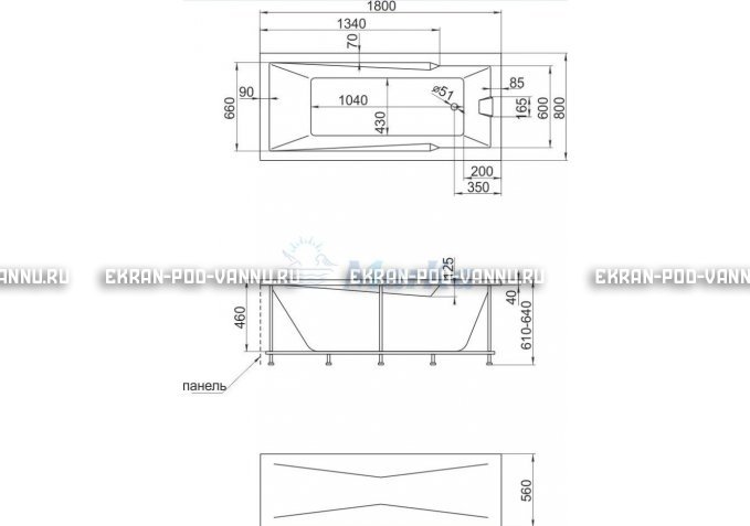 Акриловая ванна 1MarKa Raguza 180x80 – купить по цене 17854 руб. в интернет-магазине в городе Уфа картинка 4
