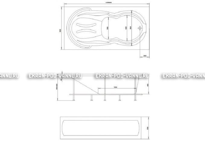 Акриловая ванна 1MarKa Taormina 180x90 – купить по цене 17670 руб. в интернет-магазине в городе Уфа картинка 3