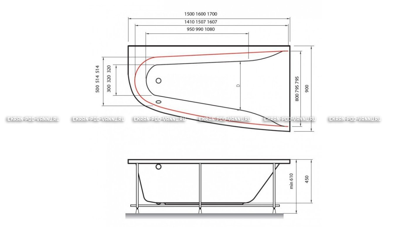 Акриловая ванна Vayer Boomerang 170x90 – купить по цене 47600 руб. в интернет-магазине в городе Уфа картинка 10