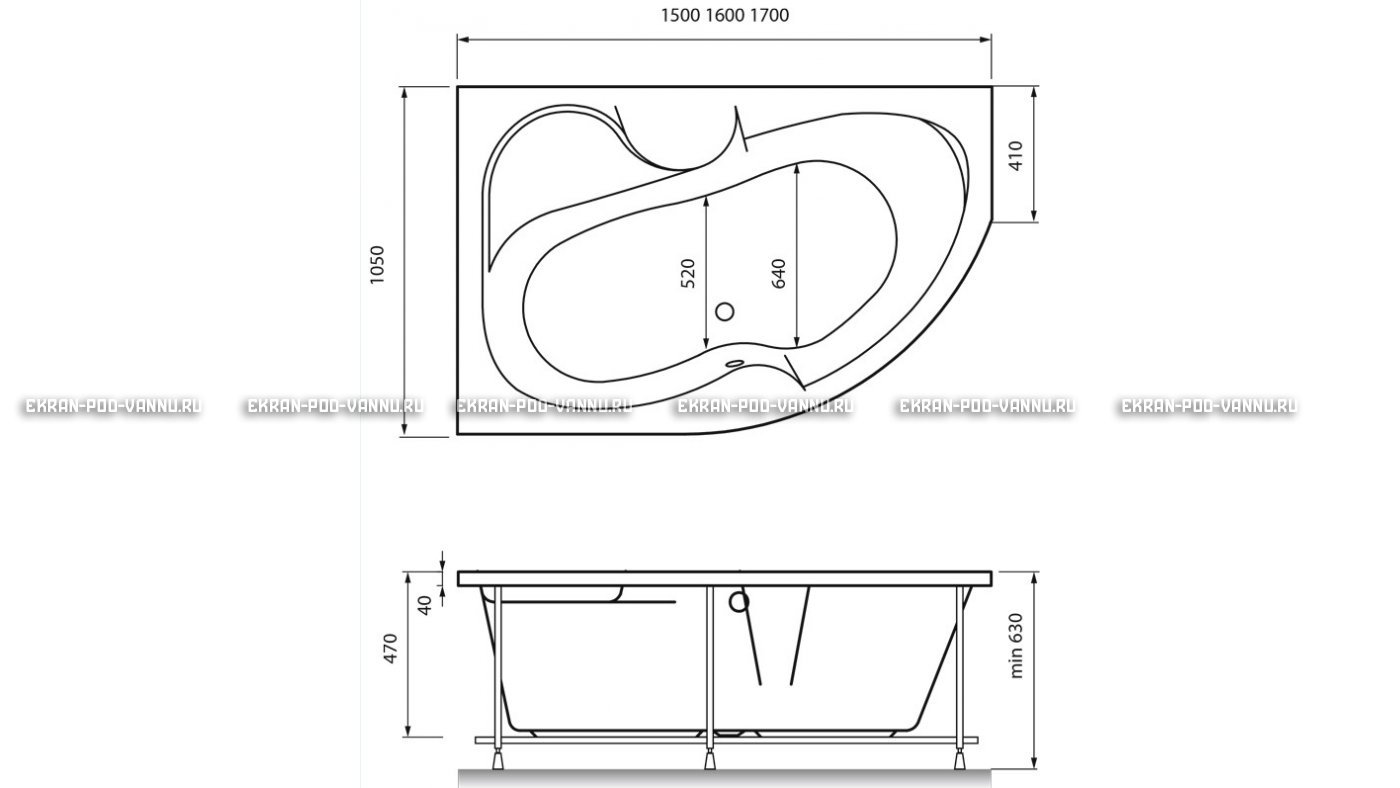 Акриловая ванна Vayer Azalia 160x105 – купить по цене 28220 руб. в интернет-магазине в городе Уфа картинка 16