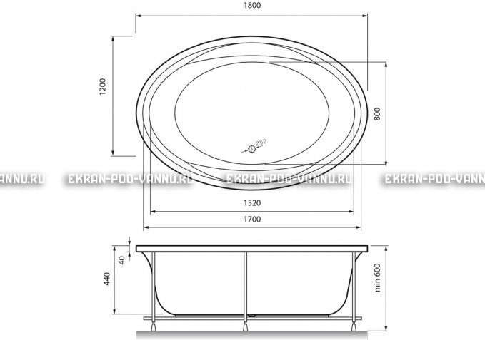 Акриловая ванна Vayer Opal 180x120 – купить по цене 33850 руб. в интернет-магазине в городе Уфа картинка 4