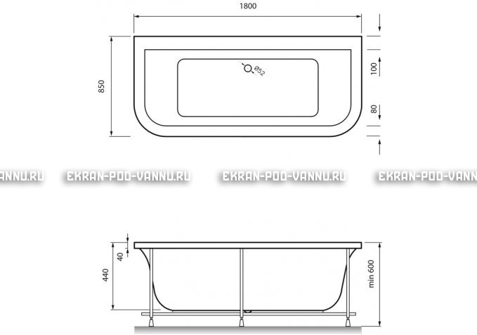 Акриловая ванна Vayer Options BTW 180x85 – купить по цене 25880 руб. в интернет-магазине в городе Уфа картинка 4